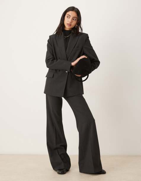 Mango - Irise - Elegante co-ord set met blazer en broek met krijtstreep in grijs - view 1