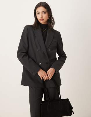 Mango - Irise - Eleganter Blazer in Grau mit Nadelstreifen, Kombiteil