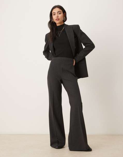 Mango Irise pleat front straight trouser co-ord in grey pinstripe