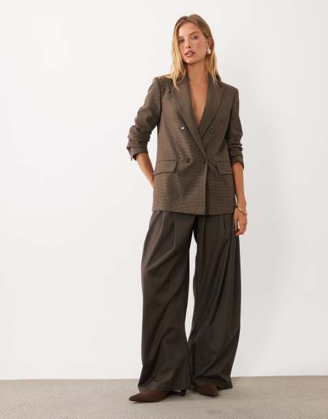 Mango Irise tailored blazer co-ord in brown check - view 1