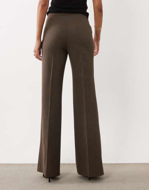 Mango Irise tailored flared trouser co-ord in brown check, 5 of 5