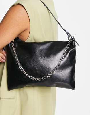 black purse with silver chain