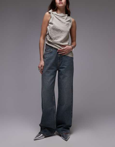 Mango – Isla – Jeans in Blau mit Strassbesatz - view 1
