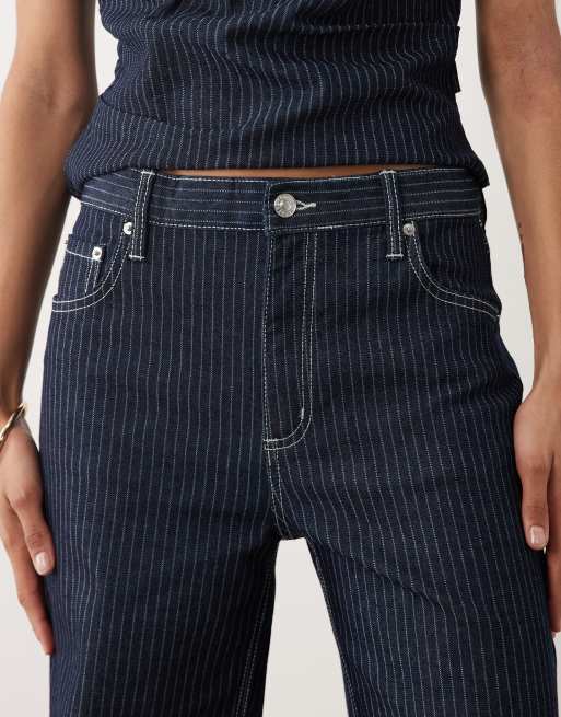 Mango – Isola – Ciemnoniebieskie jeansy o prostym kroju w paski, część zestawu, 4 z 5