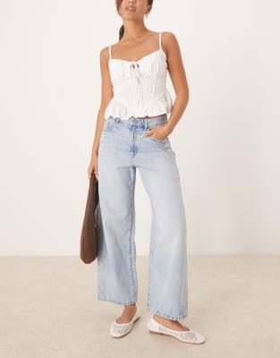Mango Ivana cotton tapered jean in light blue - view 1