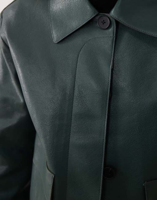 Mango – Jacke aus Kunstleder in Grün, 3 von 4