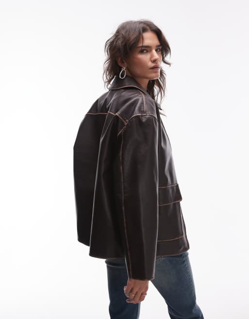 Leder Jacke Von Mango Mango – Jacke Aus Kunstleder In Vintage