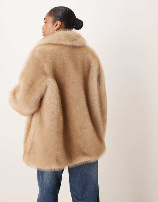 Mango – Jacke aus Kunstpelz in Hellbeige, 3 von 4