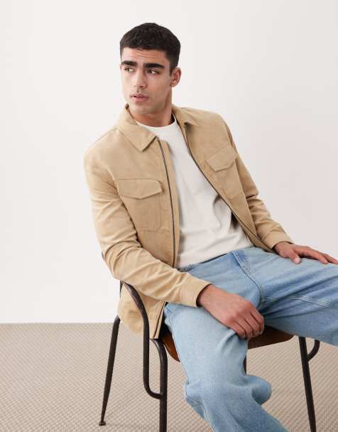 Mango – Jacke aus Wildlederimitat in Steinbeige mit Reißverschluss - view 1