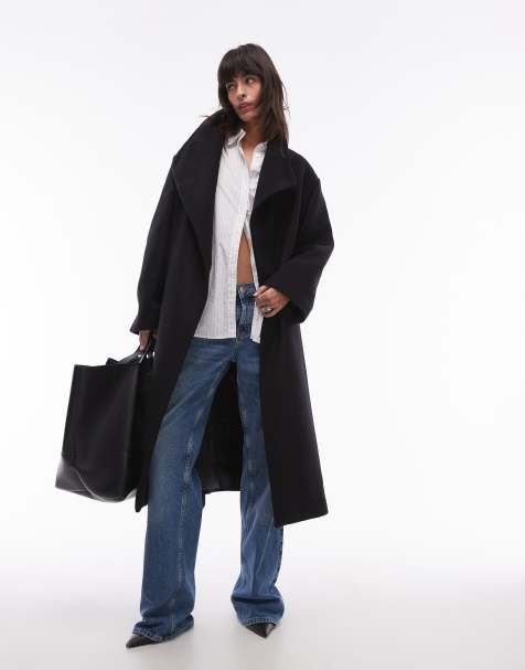 Mango – Jacke aus Wollmix in Schwarz mit gewickelter Taille - view 1