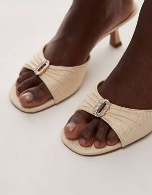 Mango Jacquard Kitten Heels In Neutral