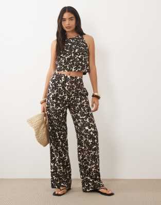 Mango Jamie tailored pants in beige floral print - part of a set-Neutral