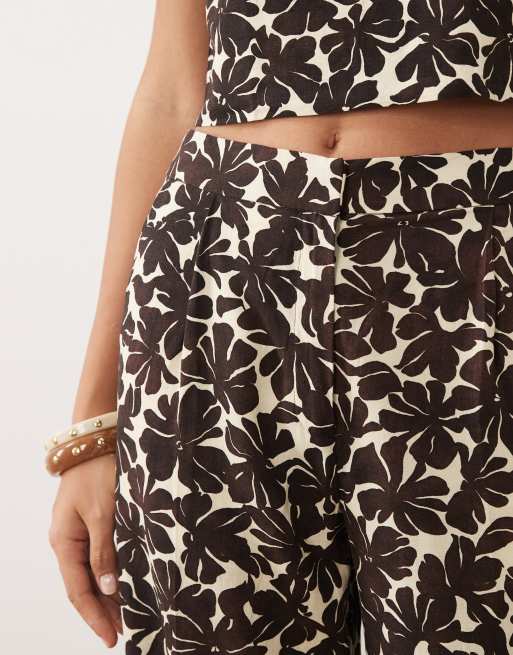 Mango Jamie tailored trouser co-ord in beige floral print, 4 of 5