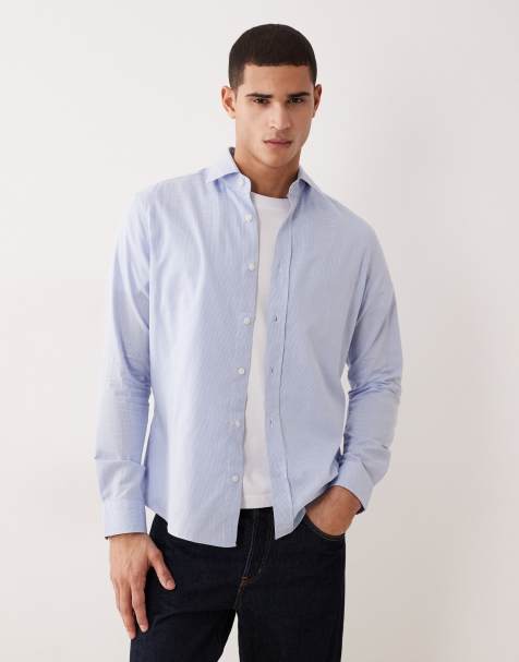 Mango premium 100% cotton shirt in light blue