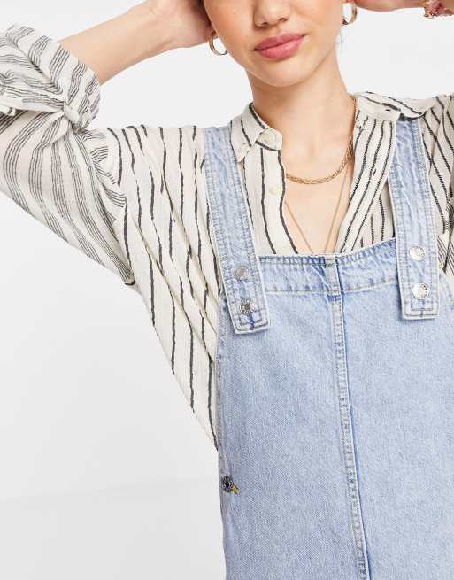 Mango – Jasnoniebieska sukienka jeansowa na szelkach, 3 z 4