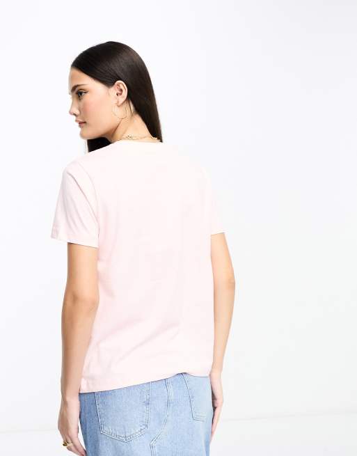 Mango – Jasnoróżowy T-shirt z okrągłym dekoltem i krótkimi rękawami, 4 z 4