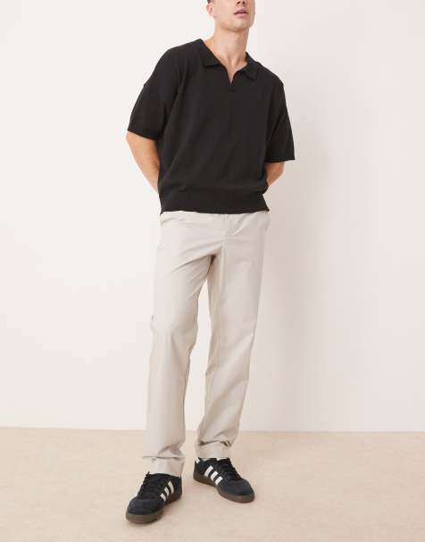 Mango cotton slim fit trouser in light grey