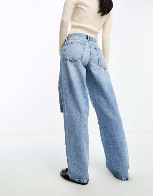 Mango - Jean décontracté à taille basse et déchirures - Bleu moyen, 2 de 3