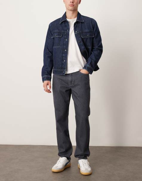 Mango - Jean droit à taille mi-haute - Bleu foncé délavé - view 1
