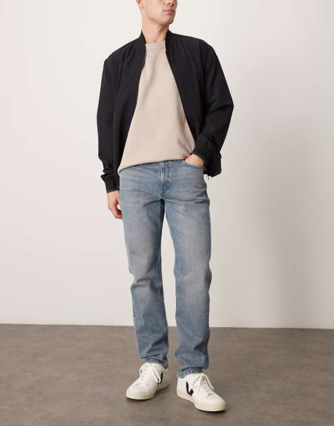 Mango - Jean droit à taille mi-haute - Bleu moyen délavé - view 1