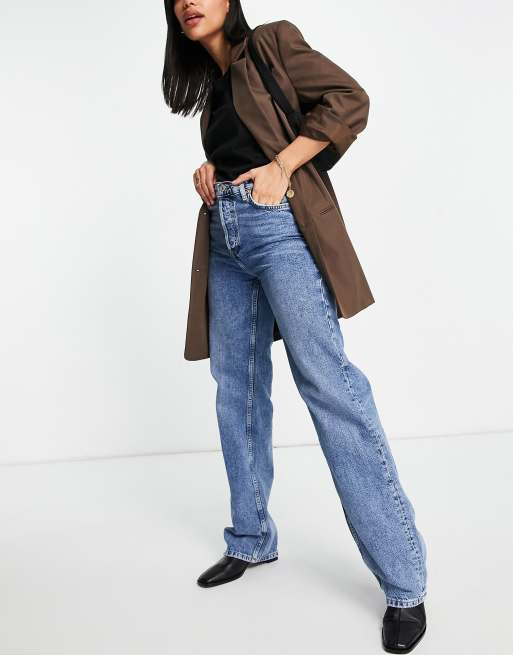 Mango - Jean droit style années 90 - Bleu moyen