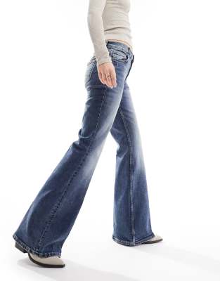 Mango flare washed front jeans in blue - ASOS Price Checker