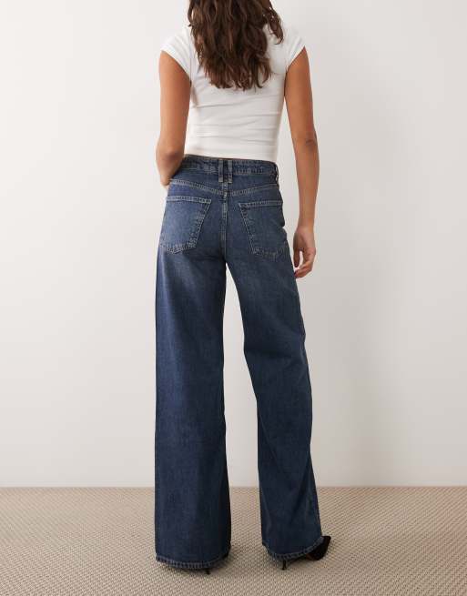 Mango jeans a gamba larga decorati blu, 2 di 5