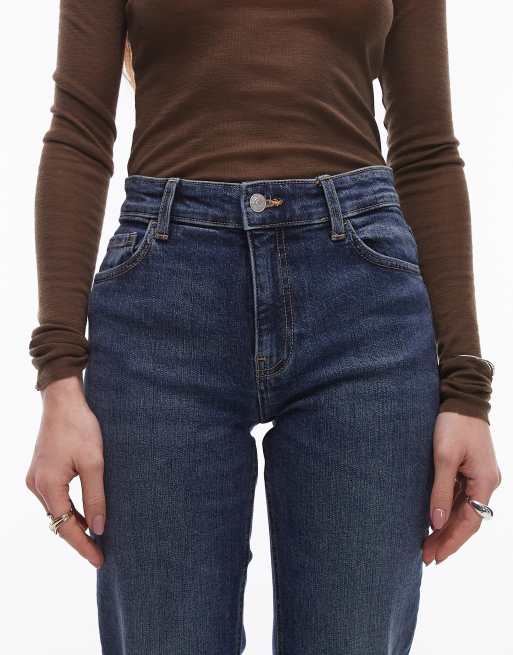 Mango Jeans a zampa taglio lungo blu scuro slavato ASOS