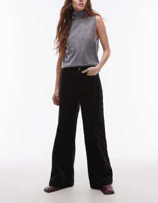 Mango - Jeans aus Cord in Schwarz mit weitem Bein