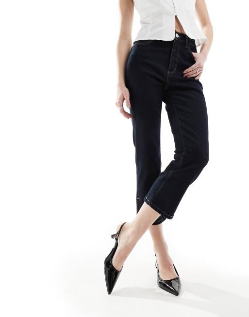 Mango - Jeans corti al polpaccio color blu scuro
