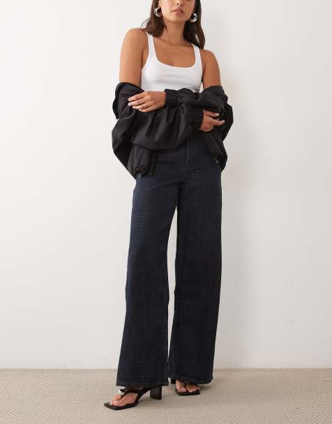 Mango jeans dritti a quadri indaco - view 1