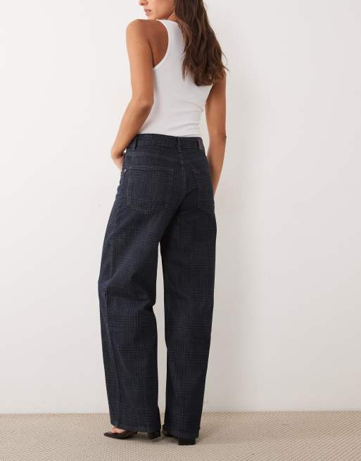 Mango jeans dritti a quadri indaco, 2 di 5
