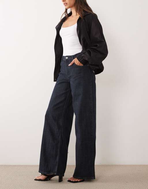 Mango jeans dritti a quadri indaco, 3 di 5