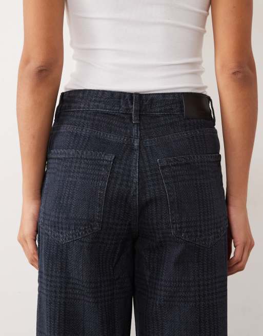 Mango jeans dritti a quadri indaco, 4 di 5