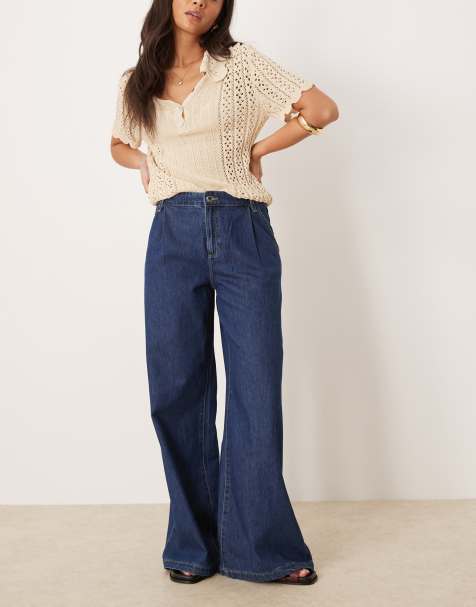 Mango - Jeans dritti morbidi color blu scuro con pieghe sul davanti - view 1