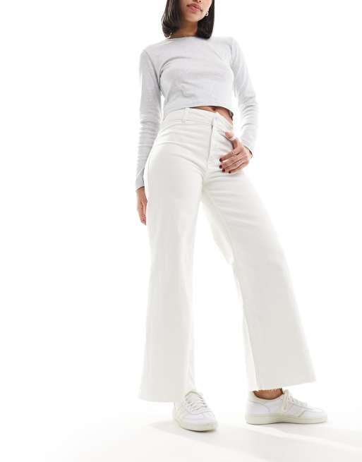 Mango - Jeans i offwhite med vide ben