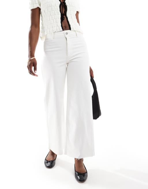 Mango - Jeans i offwhite med vide ben