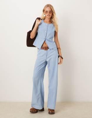 Mango - Jeans in Hellblau mit geradem Bein, Kombiteil
