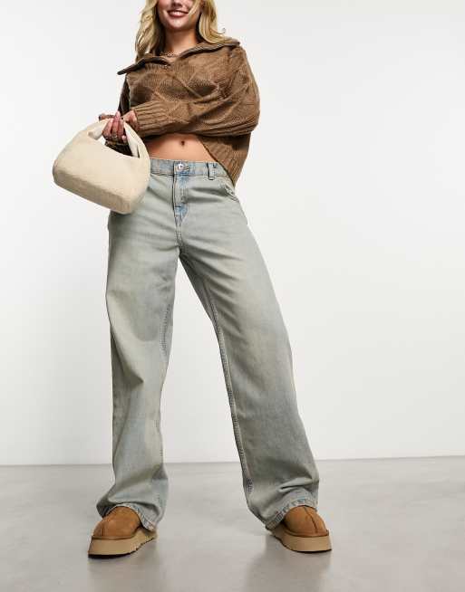 Mango – Jeans in verwaschenem Blau mit geradem Bein und niedrigem Bund
