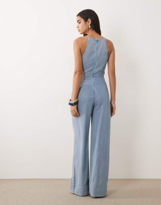 Mango – Jeans-Jumpsuit aus 100% Baumwolle in Hellblau, 4 von 4