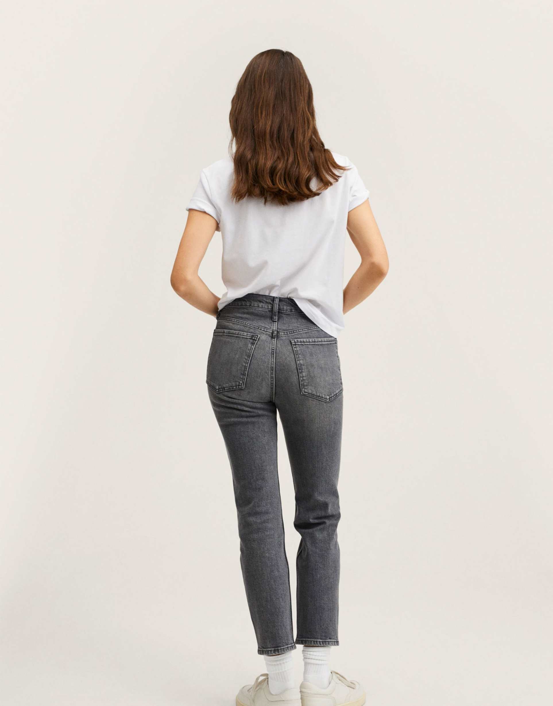 <b>Mango</b> - <b>Jeans</b> met cropped broekspijpen in verwassen grijs, 3 van 4.