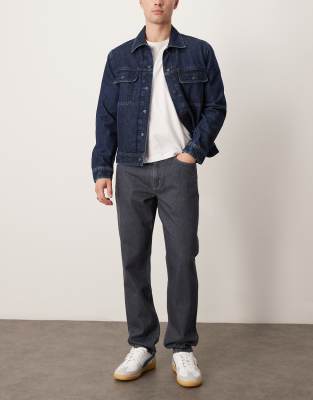 Mango - Jeans met rechte pijpen en halfhoge taille in blauw met donkere wassing - view 1