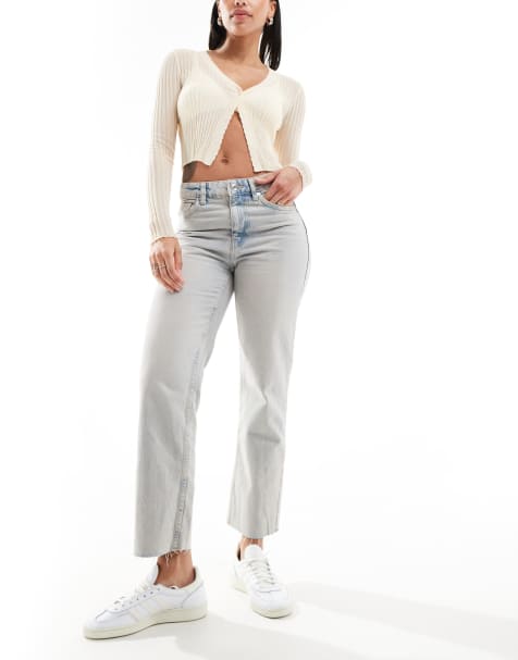 Mango - Jeans met rechte pijpen en onafgewerkte zoom in lichtblauw - view 1