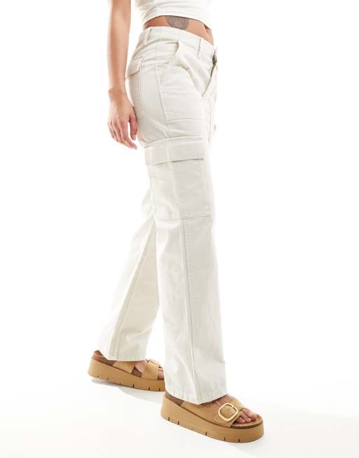 Mango - Jeans met rechte pijpen en zak in wit
