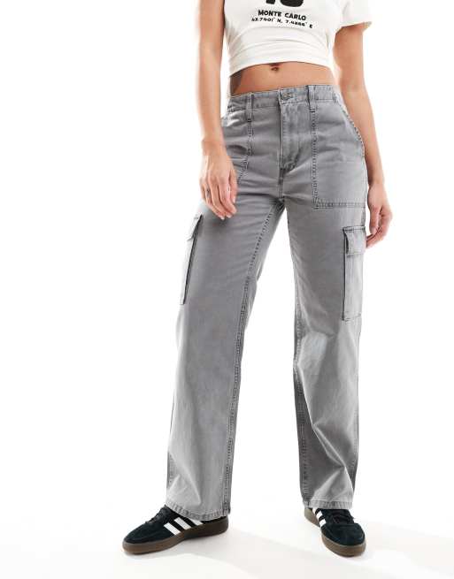 Mango - Jeans met rechte pijpen en zak in zwart met wassing