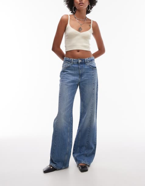 Mango - Jeans met rechte pijpen in lichtblauw met gewassen voorkant, deel van co-ord set - view 1