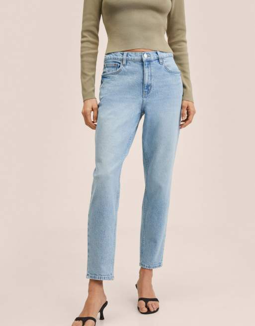 Mango - Jeans met rechte pijpen in lichtblauw met wassing