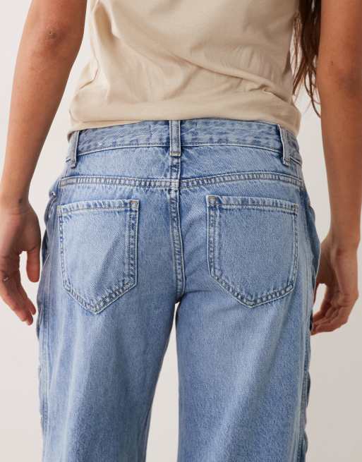 Mango Jeans mit Bindeband an der Seite und geradem Bein in Hellblau, 4 von 5