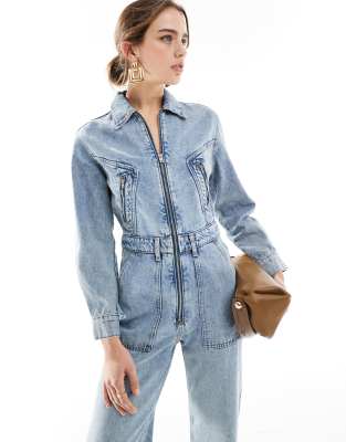 Mango - Jeans-Overall in Blau mit Oversize-Schnitt