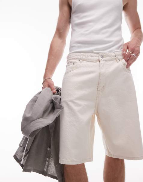 Mango – Jeans-Shorts in Ecru - view 1